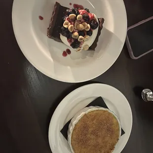 Crème brûlée and Chocolate hazelnut tart