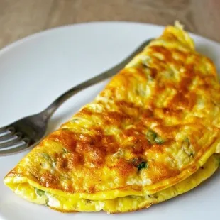 Build your own omelette: Feta, Jalapeño, turkey sausage.