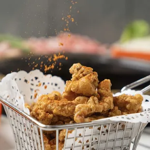 a basket of fried chicken