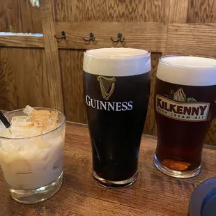 Irish beers and a Weiss Russian cocktail
