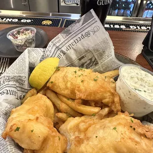 Fish and Chips, crispy and tasty.
