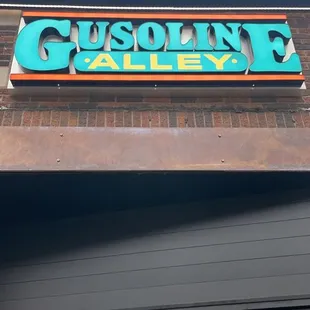 the sign for gusoline alley