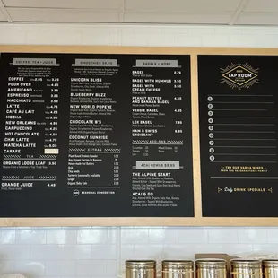 Cafe menu 2 of 2 [April 2024]:  - Coffee, Tea, Juice - Smoothie - Bagel - Açaí Bowl  Open daily 7am - 3pm