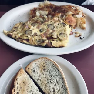 I'll meet omelette hashbrowns and toast