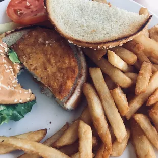 Chicken sandwich french fries very tasty