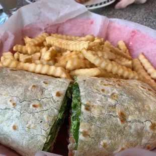 Chicken wrap with fries