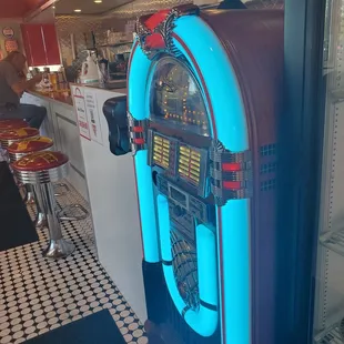 a jukebox in a diner