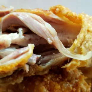 Hot crispy moist broasted chicken.