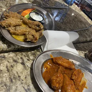 Garlic Chicken Parmesan and mango habanero(well done, wet)