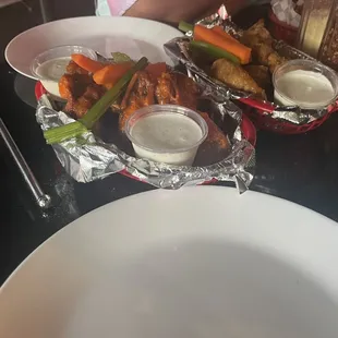 Buffalo wings on point. Lemon chicken wings were pretty nice as well