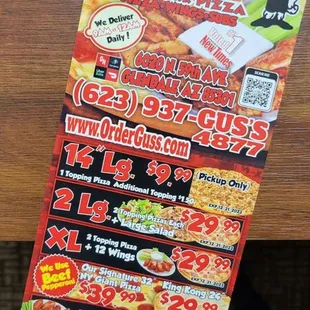 menu, pizza