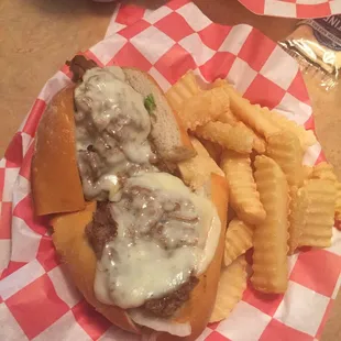 Sub special 6&quot; cheesesteak, fry &amp; soda 7.99 great food
