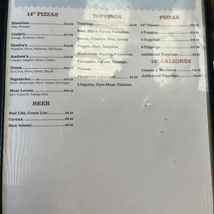 menu