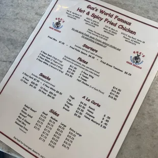 menu