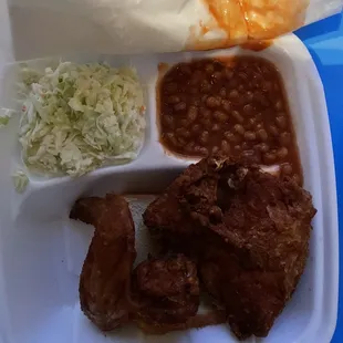 Chicken breast chicken wing beans slaw