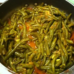 Fasolakia,,,green beans al la Greek style