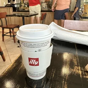 a coffee cup on a table