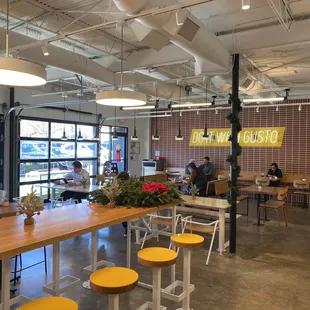 the interior of a cafe