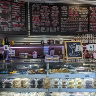 a variety of pastries on display