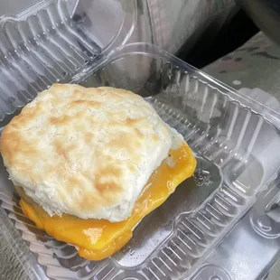 This biscuit sandwich was delicious!!! I love the cheddar cheese (vs the standard American from other places).