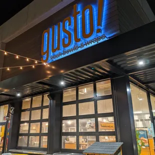 gusto! Decatur storefront. Located in the Whole Foods shopping center at N Decatur Rd and Church St.