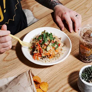 a man eating a meal