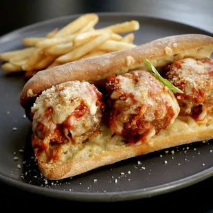 House-made 100% beef Meatballs sub