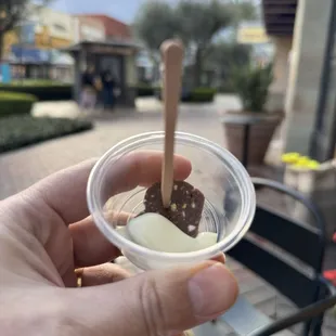 Sample dessert. Chocolate Salami with a Crème