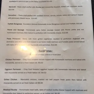 The lunch menu. Far from the advertised $6.95 lunch.