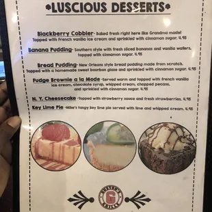 Dessert menu 2018 December