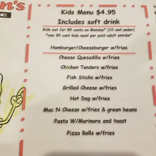 Kid&apos;s menu.  They will let you substitute sides.