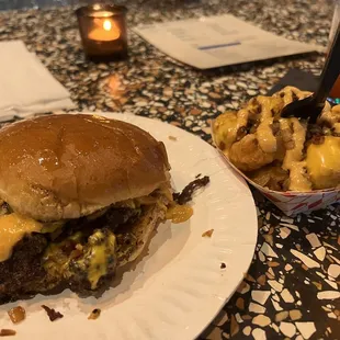 Double Burger and Loaded Tots
