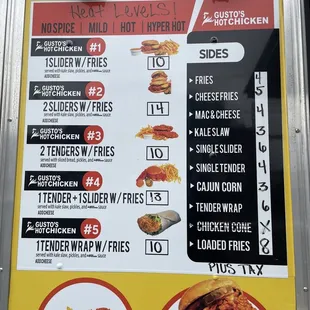 a menu for a fast food restaurant