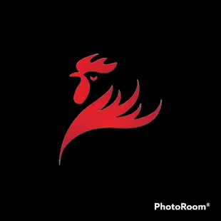 a red rooster on a black background