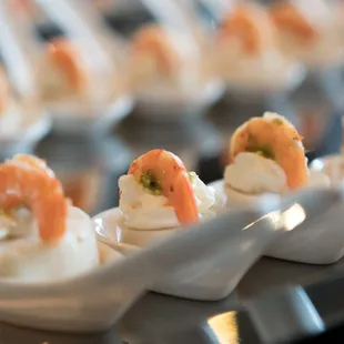 Hearts of Palm, Shrimp, Cream cheese and pesto.