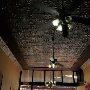 the ceiling of a restaurant