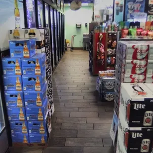 The aisles are bunched up with product