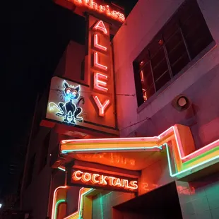 Neon sign at night