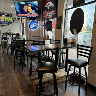 Seating along the front windows