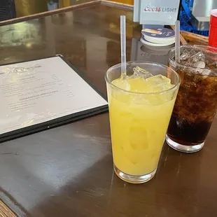 two drinks on a table
