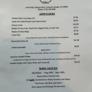 Menu front