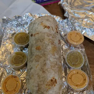 Regular asada burrito. Light rice and beans