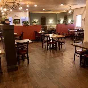 tables and chairs in a restaurant