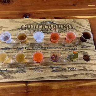 Moonshine taste test board