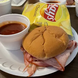 Small Ham sandwich - served with plenty of bbq sauce on the side