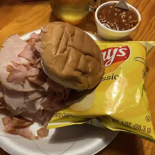 Double meat sandwich with smoked turkey and thin sliced polish sausage.