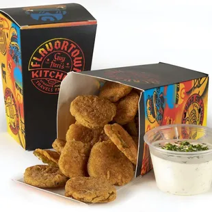 chicken nuggies in a box and dipping sauce