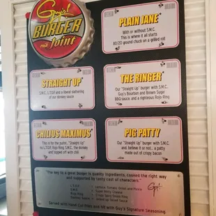 a menu on the wall