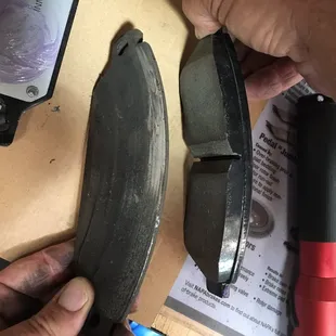 Break repair.  Guy showed me the wear on my old pad compared to the new brake pad.  Repaired the brake and rotor for us same day!