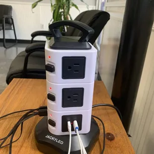 Nice little charging station for when you are waiting!